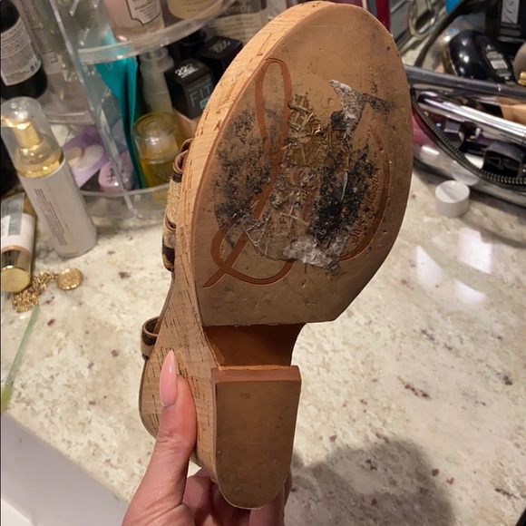SALE! 🦋 SAM EDELMAN Wedge Strap Sandals Heels - Picture 2 of 3